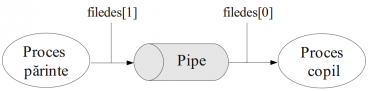  Exemplu de utilizare - procesul părinte transmite date procesului copil prin pipe