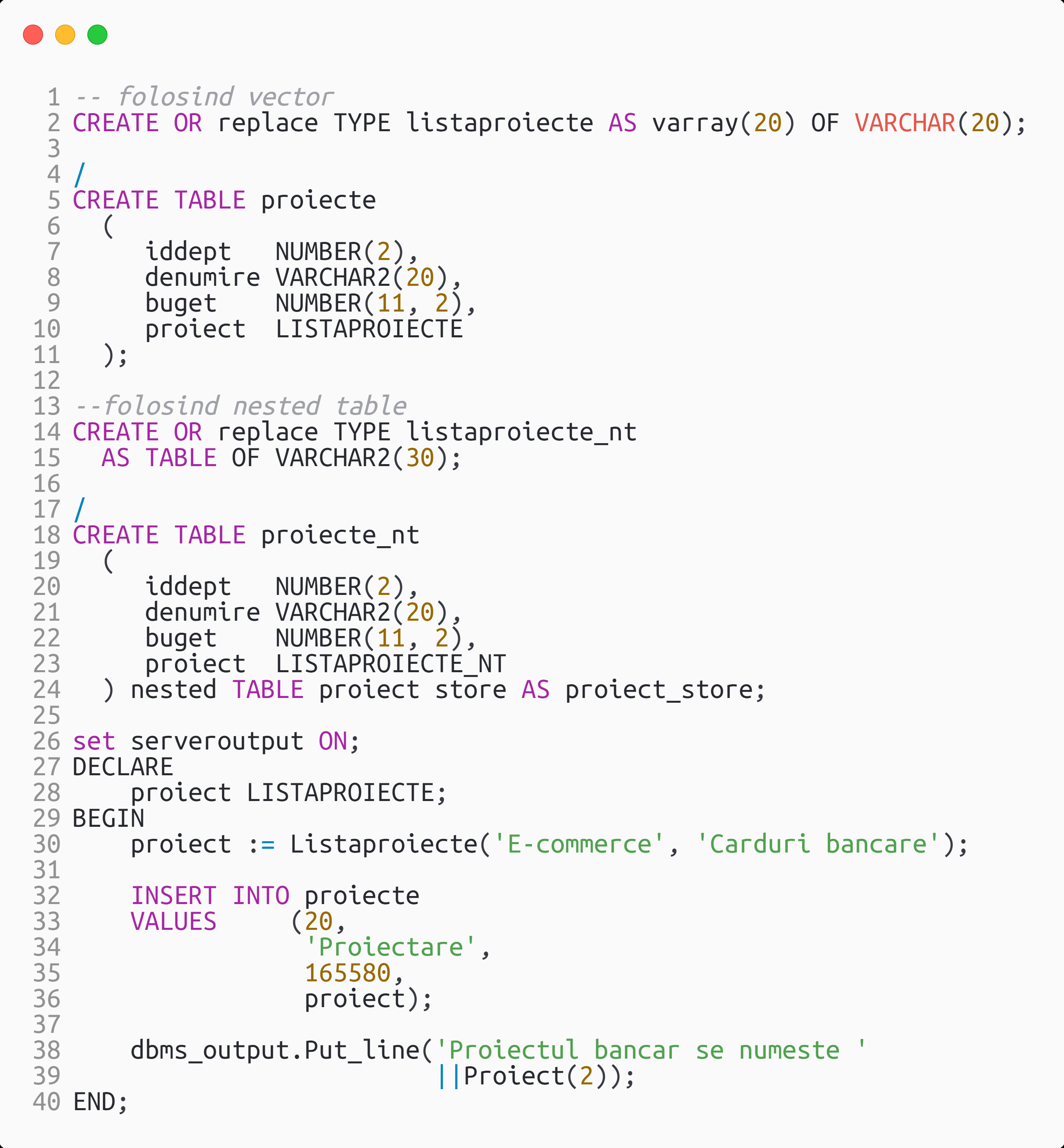 Laboratorul 02 PL/SQL Structuri de control și tipuri compuse și