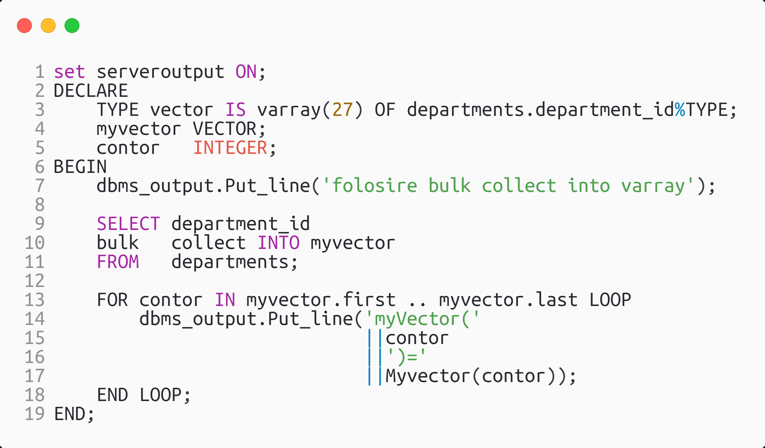 Laboratorul 02 PL/SQL Structuri de control și tipuri compuse și