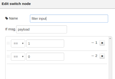 Filter input node properties