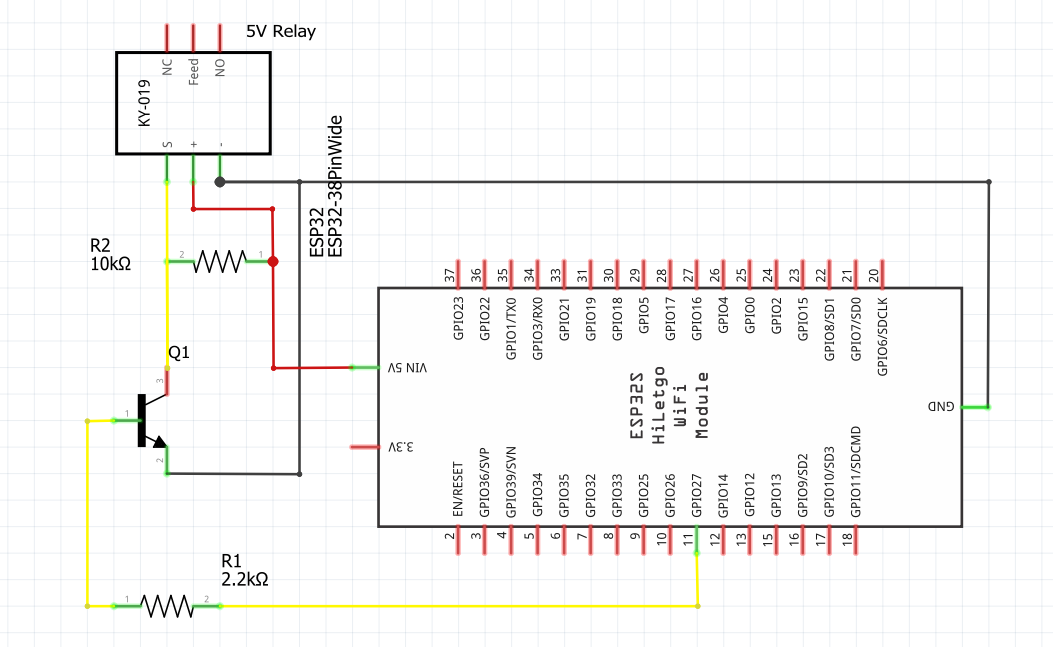  Electric schema for ESP32 to Relay connection