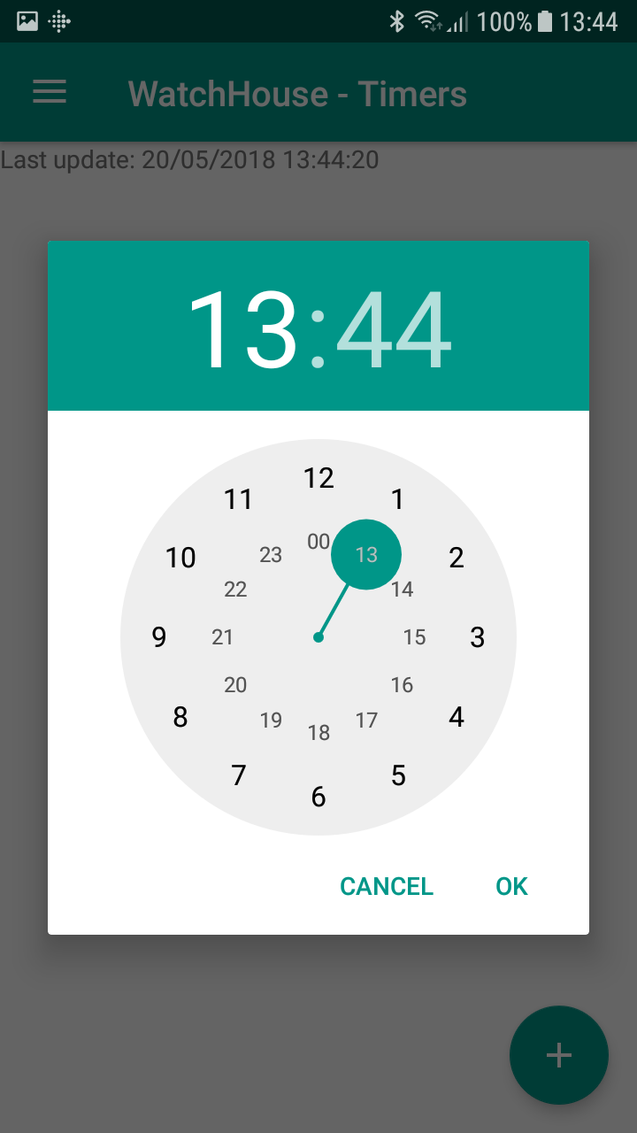 Timers menu - Add timer hour