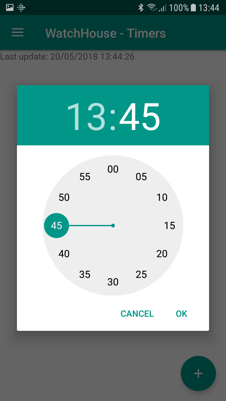 Timers menu - Add timer minutes