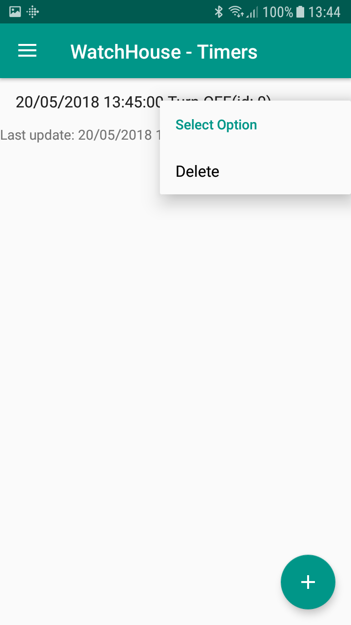 Timers menu - Delete Timer