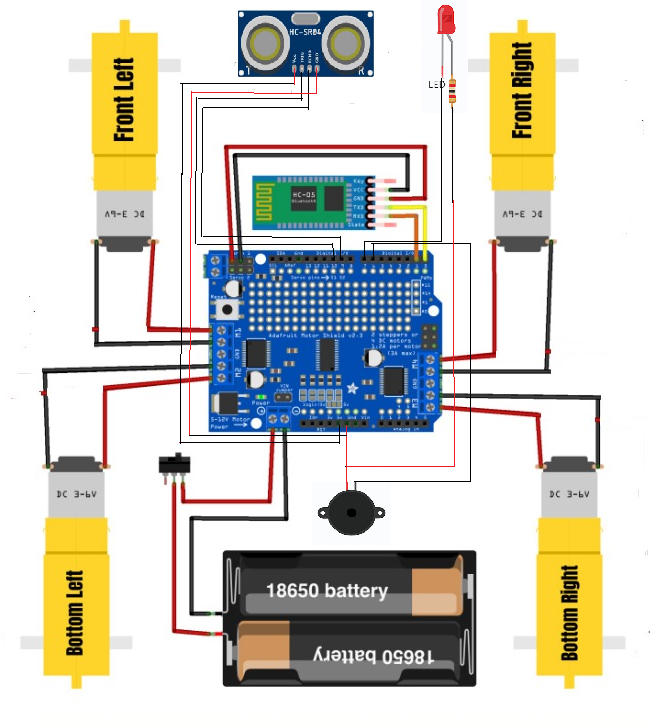  Schema completă a conexiunilor în Tinkercad 
