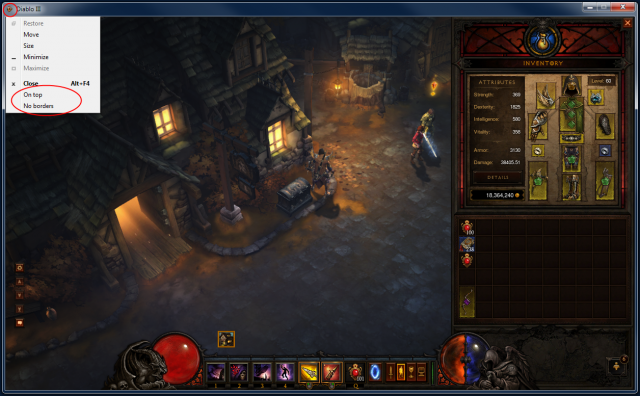 The system menu in Diablo III