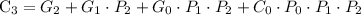 C_3=G_2+G_1 \cdot P_2 + G_0 \cdot P_1 \cdot P_2 + C_0 \cdot P_0 \cdot P_1 \cdot P_2 